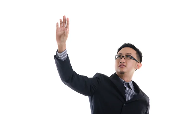 Asian business man drawing on a terminal — Stock Photo, Image