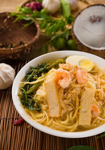Singapore prawn mee, prawn noodles — Stock Photo, Image