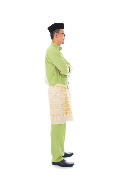 Indonesian male during ramadan festival with isolated white back — Stock Photo, Image