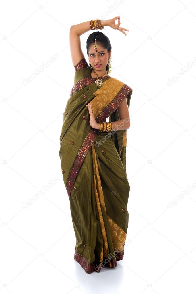 indian female dance in white background