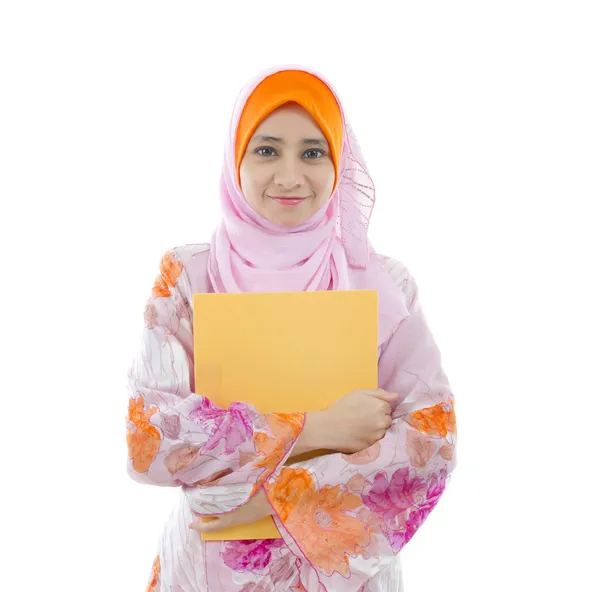 College girl holding a folder — Stock Photo, Image