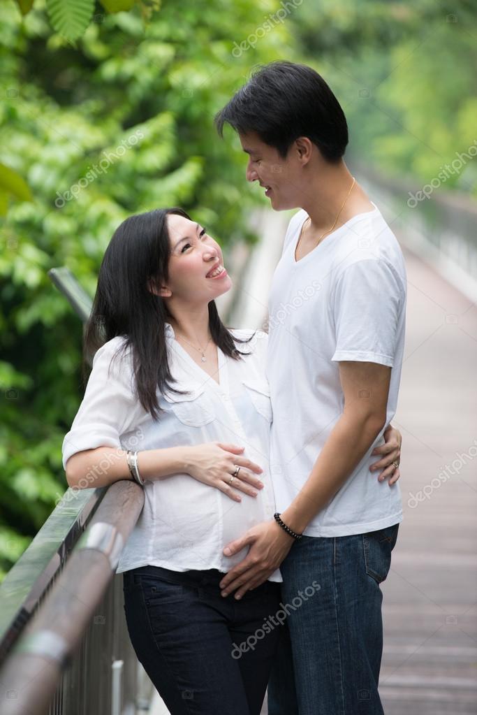 Outdoor wife belly couple