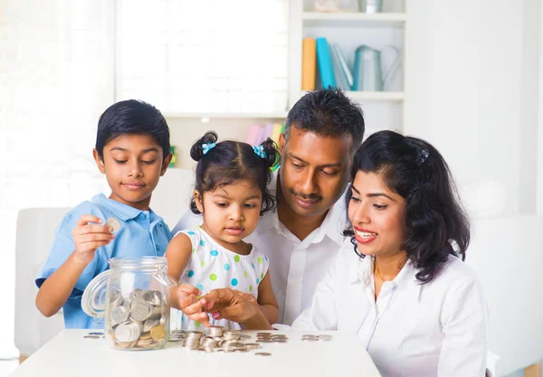 Indian parents teaching children — Stock Photo, Image