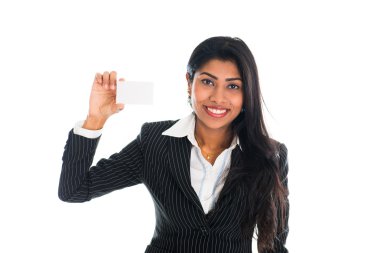 bir namecard holding iş kadını