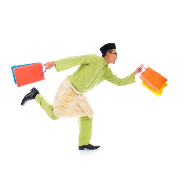 Male with shopping bags clipart