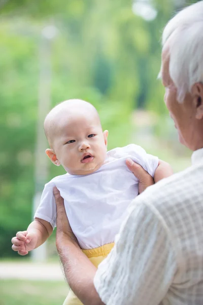 Asian grandfather with son — Stock Photo, Image