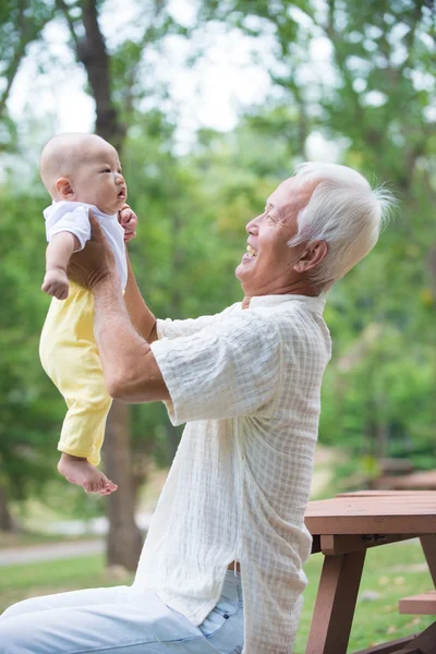 Asian grandfather with son — Stock Photo, Image