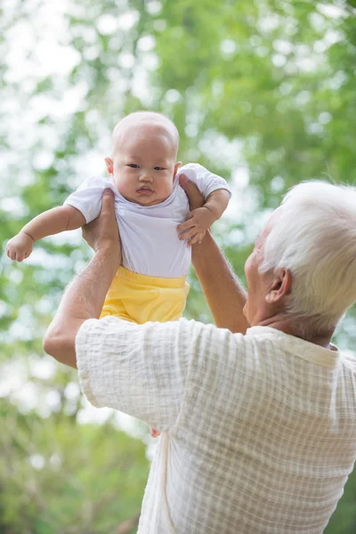 Asian grandfather  with son — Stock Photo, Image