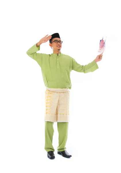 Malay male with malaysian flags — Stock Photo, Image