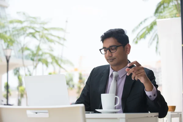 Indian business man at cafe — Stock Photo, Image