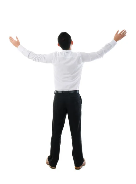 Successful business man raising hand — Stock Photo, Image