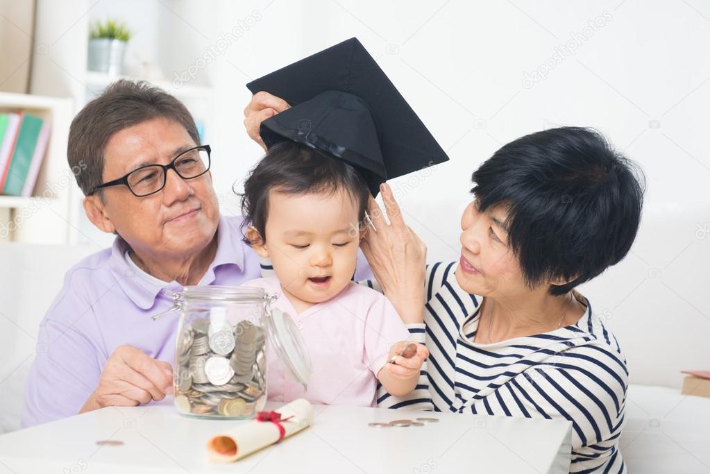 Grand parents with grand daughter education