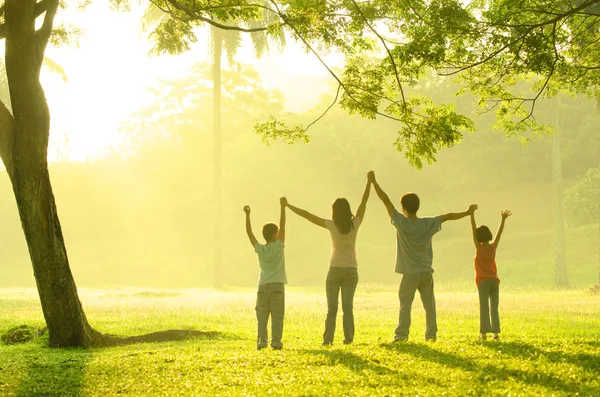 Aile birlikte parkta oynarken