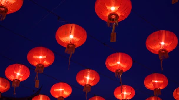 Footage Traditional Chinese Lanterns Hanging Street City — Stock Video