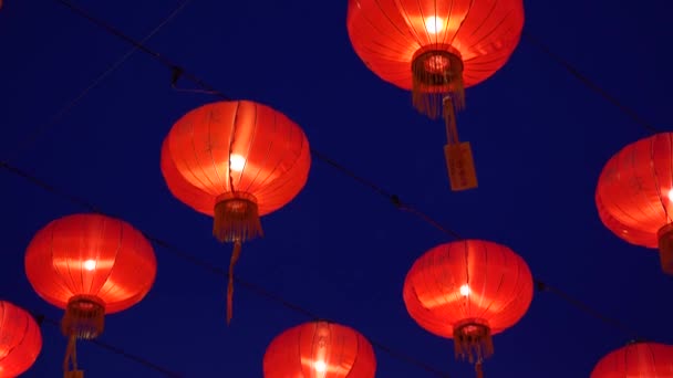 Footage Traditional Chinese Lanterns Hanging Street City — Stock Video