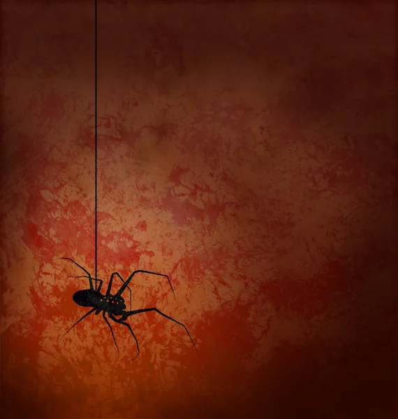 Текстурированный красный фон с изображением ужаса силуэта паука — стоковое фото