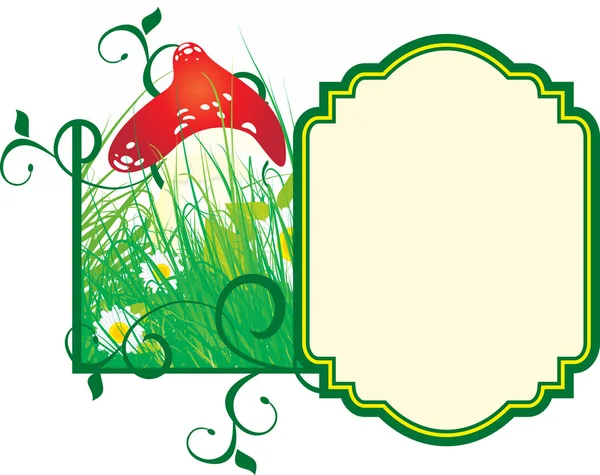 Fairytale vector frame met paddestoel en daisy — Stockvector