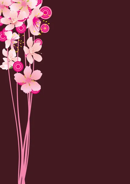 Rosa flores curvas — Vector de stock
