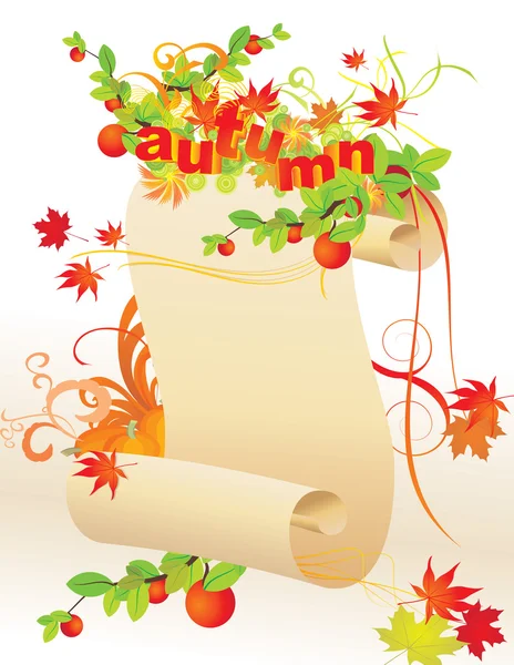 Autumn paper scroll — Stock Vector