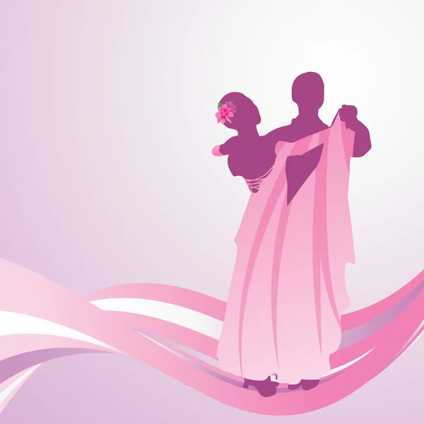 Pink dress dancing couple — Stock Vector