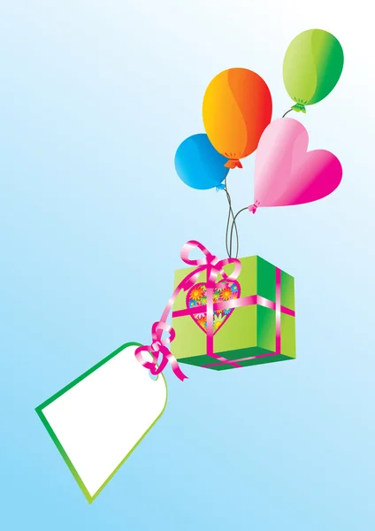 Luftballons mit Geschenk — Stockvektor