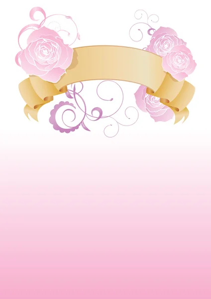 Vintage banner with flowers on pink background — Stock Vector