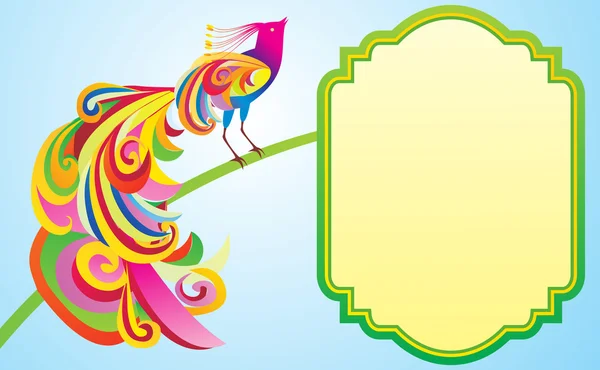 Oiseau coloré avec cadre — Image vectorielle
