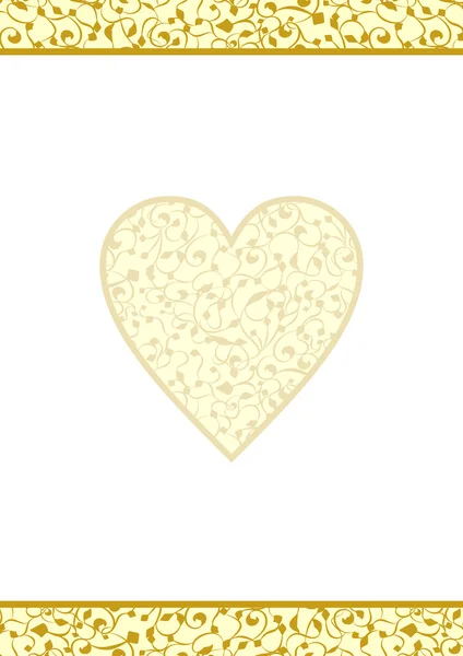 Corazón de oro en blanco — Vector de stock