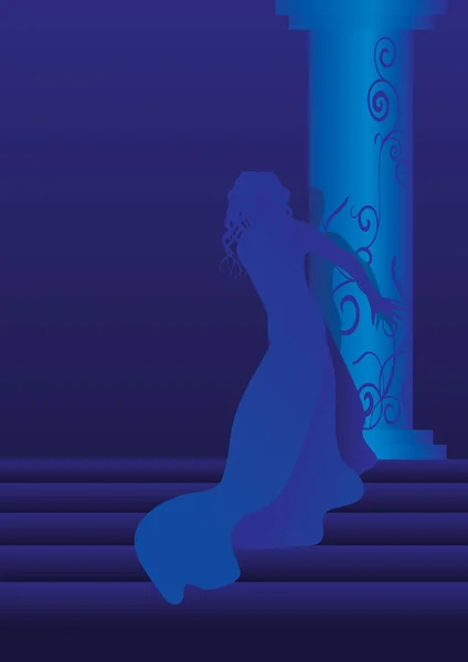 Blue girl silhouette — Stock Vector