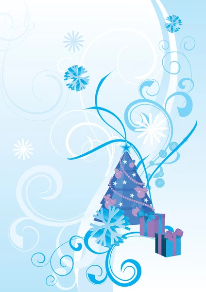 Illustration décorée vectorielle en sapin bleu — Image vectorielle