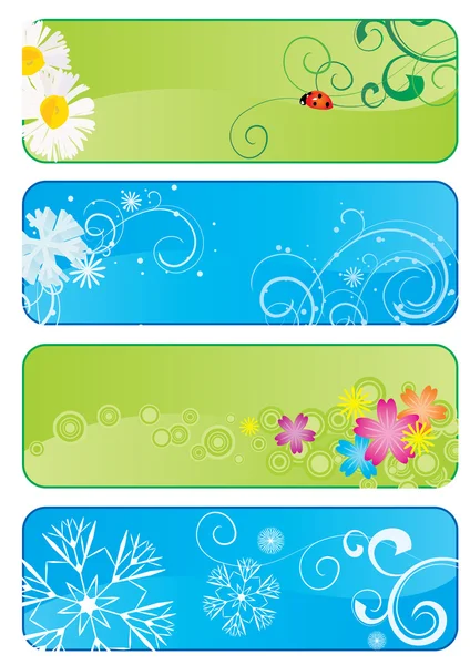 Conjunto vetorial de 4 banners sazonais diferentes — Vetor de Stock