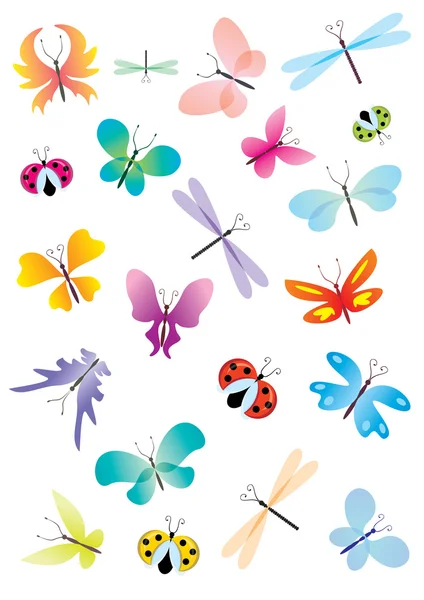 Renkli kelebekler küme — Stok Vektör