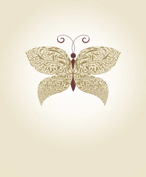 Ornate gold vector butterfly — Stock Vector