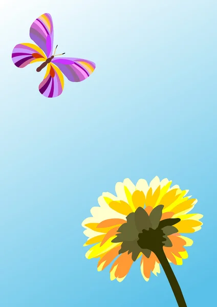 Butterfly en flower — Stockvector
