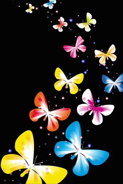 Papillons fond noir — Image vectorielle