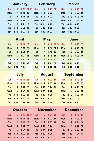 Calendario de vector de color — Vector de stock