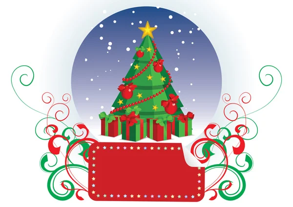 Christmas tree vector label — Stock Vector