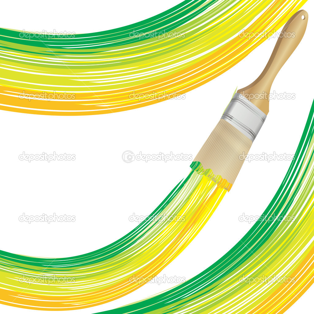 brush paint green and yellow stroke