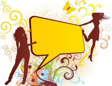 Yatay banner ve dans eden kızlar