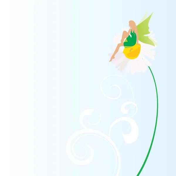 草ベクトル上の緑の妖精 — ストックベクタ