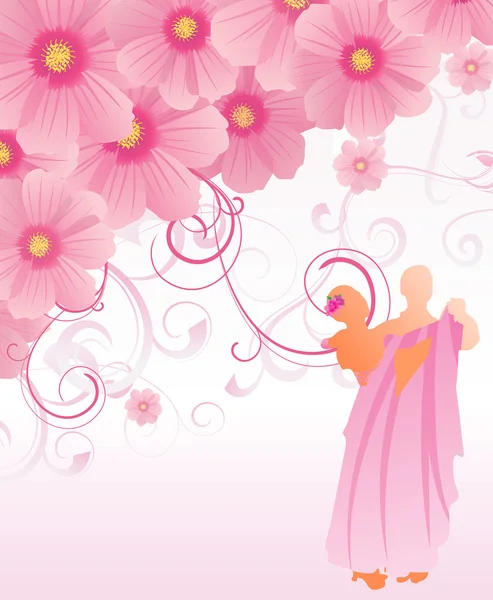 ピンクのドレスの若いカップル ダンサー クールなベクトル — ストックベクタ