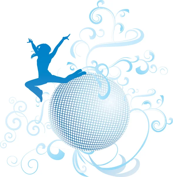 Disco femme danse en lumière bleue — Image vectorielle