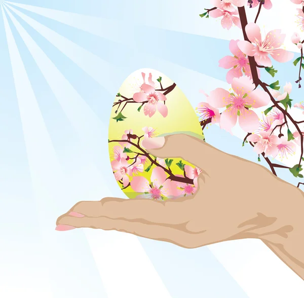 Hand met Pasen egg — Stockvector