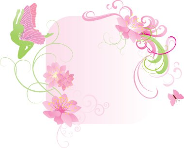 pembe peri ve çiçekler vektör