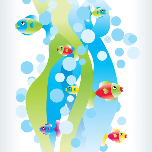 Color peces ondas brillantes vector — Vector de stock