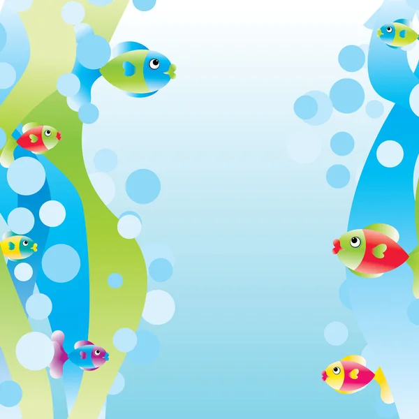 Dessins animés poissons fond carré — Image vectorielle