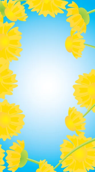 Fleurs jaunes et ciel — Image vectorielle