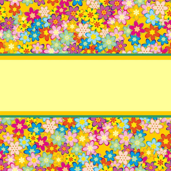 Colorful vector flowers pattern with clear place background — Stock Vector