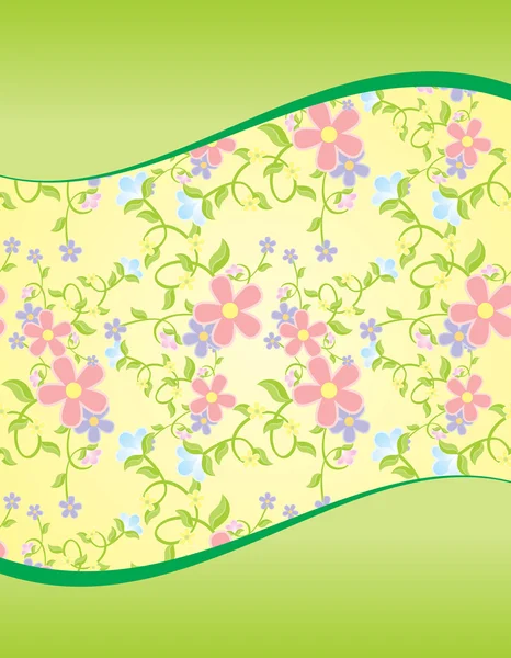 Flores verdes onda fondo — Vector de stock