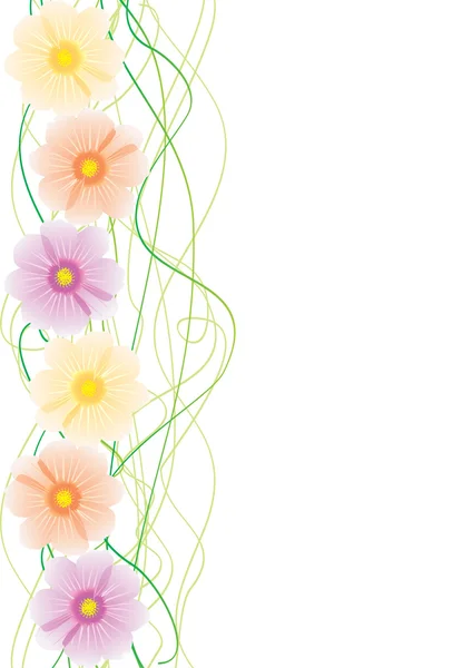 波斯菊花卉与绿色曲线 — 图库矢量图片